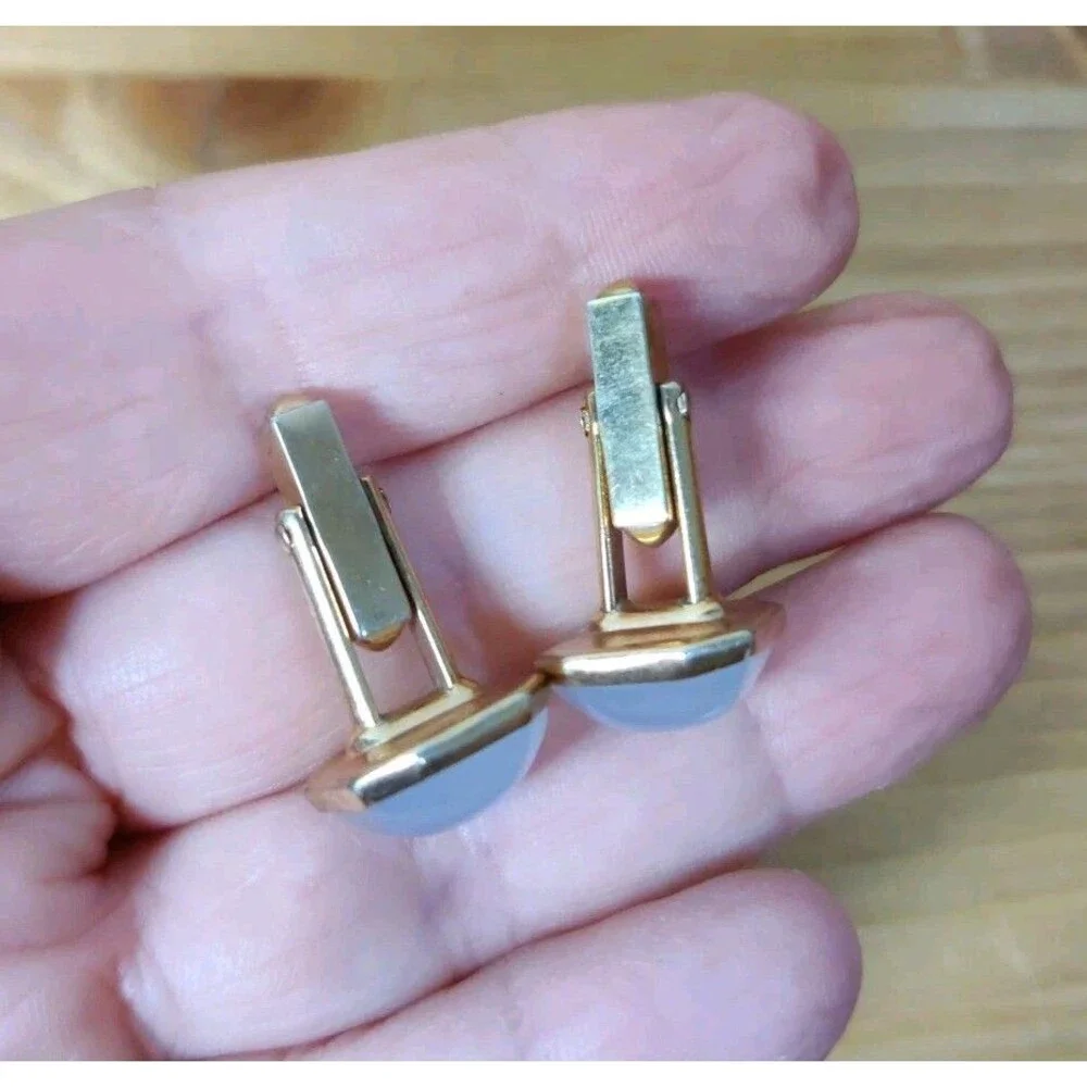 VTG MID CENTURY SWANK CUFFLINKS MILKY ACRYLIC FRONT CUFF LINKS